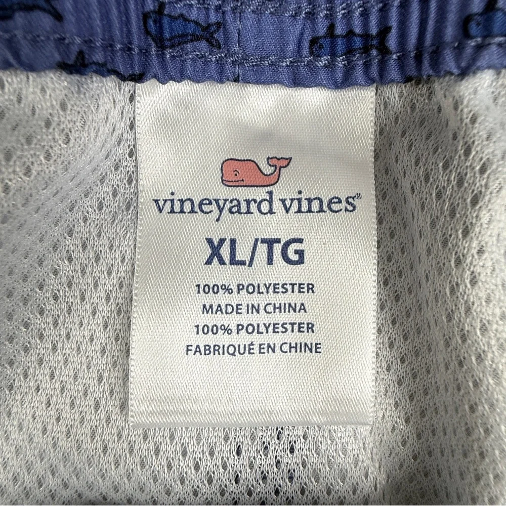 Vineyard Vines Whale Print Swim Trunks Mens XL Blue Mesh Lined Preppy